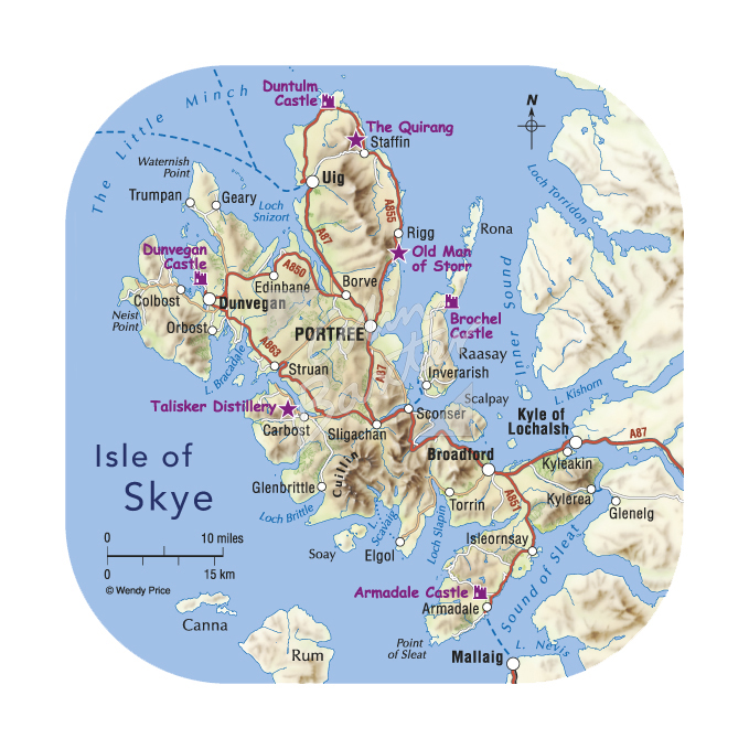 Map Of Isle Of Skye Isle Of Skye Map Coaster - Colin Baxter Photography