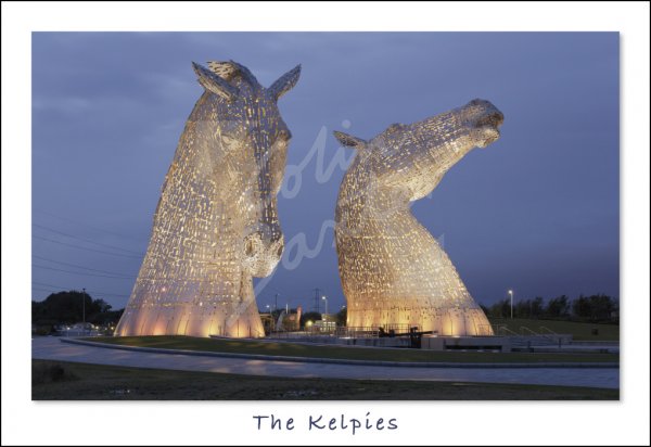PC CB Kelpies at Dusk, Falkirk Postcard (H Std CB)