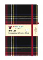 Tartan Cloth Notebook Large Blank: Stewart Modern Black (Nov)