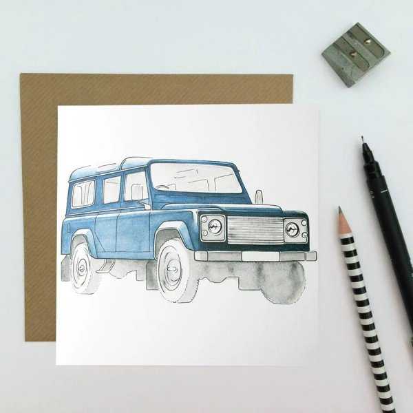 Land Rover Navy Greetings Card (BA)