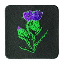 Thistle Black Leather Coaster (BA)