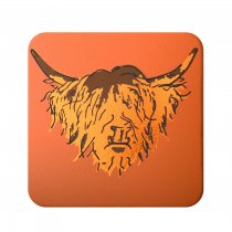 Highland Cow Tan Leather Coaster (BA)