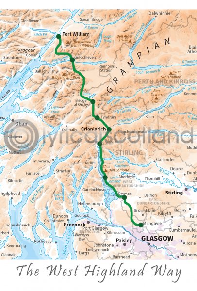 West Highland Way Map Postcard (V A6 LY)
